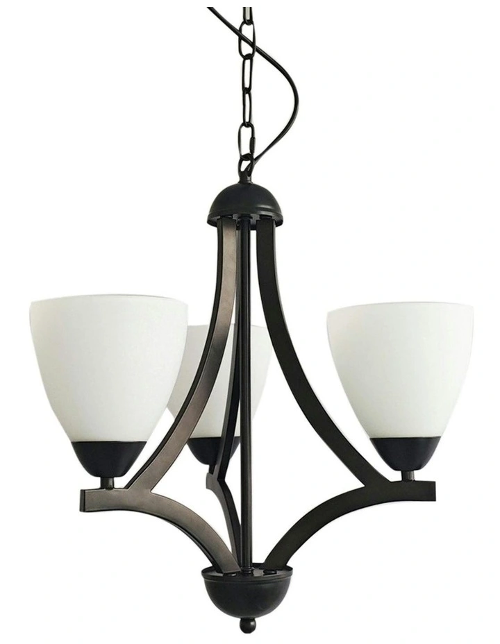 Roxby Traditional Metal Pendant Light 3x in Black image 1