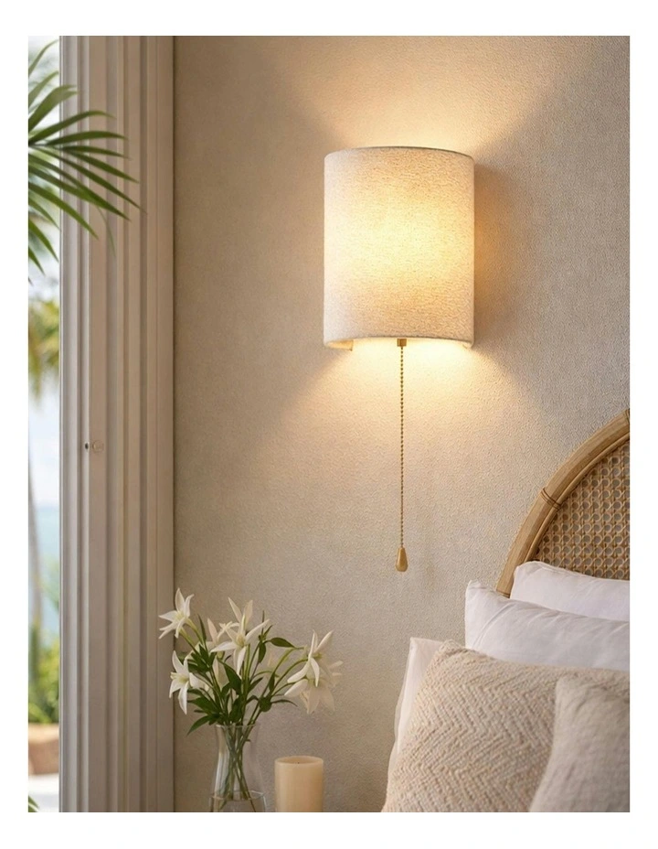 Teevan Pull Cord Wall Light in White image 3