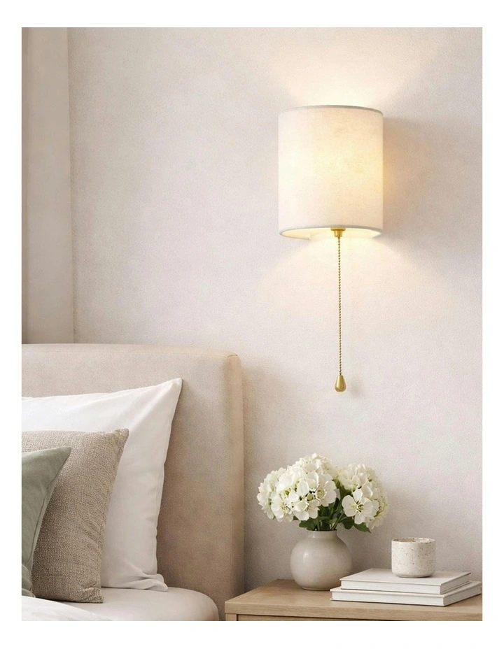 Teevan Pull Cord Wall Light in White image 5