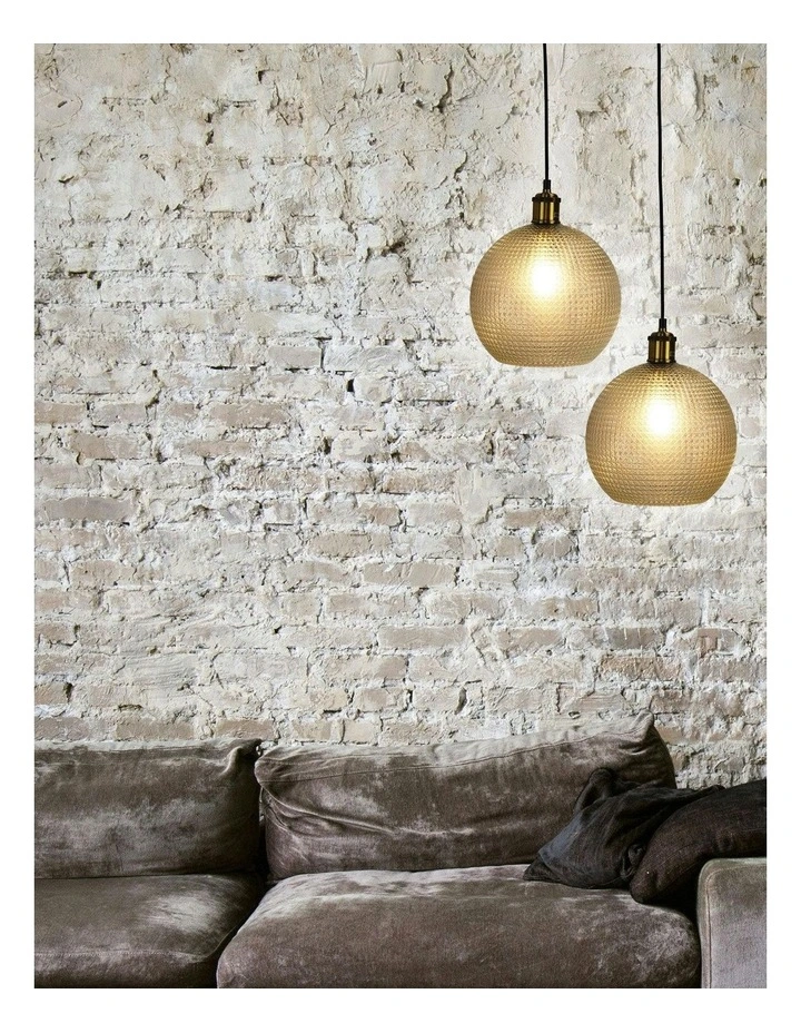 Raffy Glass Pendant Light in Antique Brass image 3