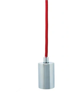 Chrome Ceiling Pendant Lamp Light With Fabric Cable in Red