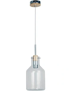 Holbeck Scandinavian Glass Pendant Light 17cm in Silver