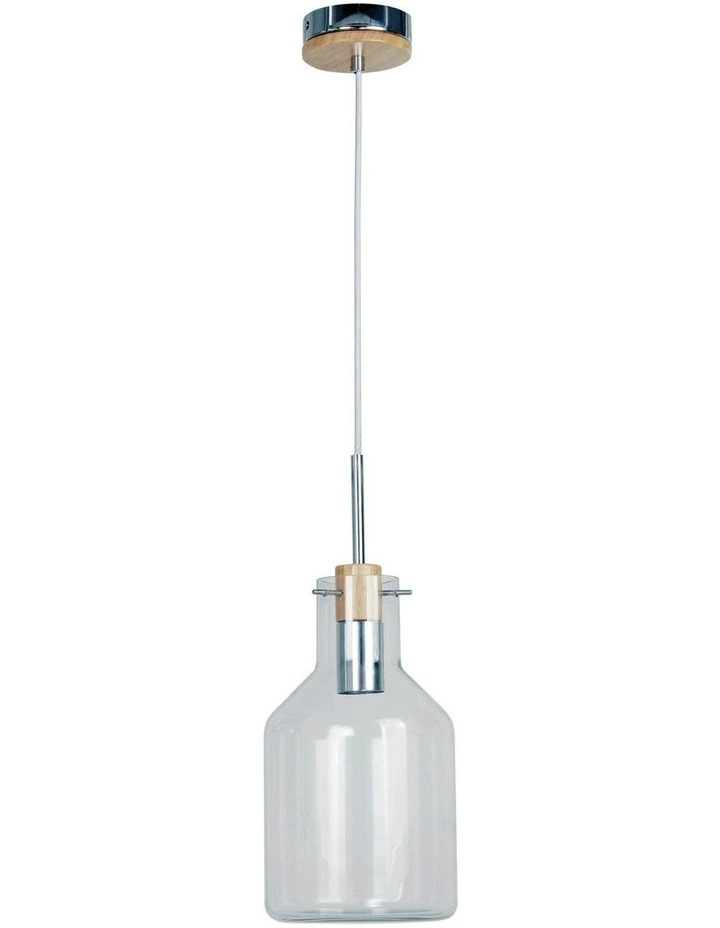 Holbeck Scandinavian Glass Pendant Light 17cm in Silver image 1