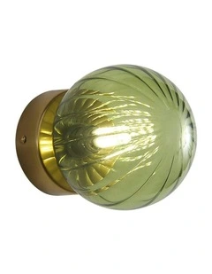 Juni G9 Ribbed Optic Glass Wall Light IP44 in Green