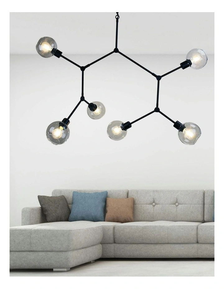 Padua Contemporary Glass Pendant Light in Matt Black image 5