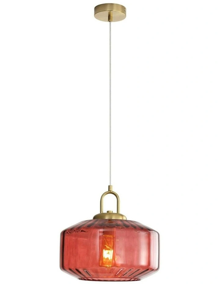Clarise Geometric Glass Pendant Light in Rose image 1