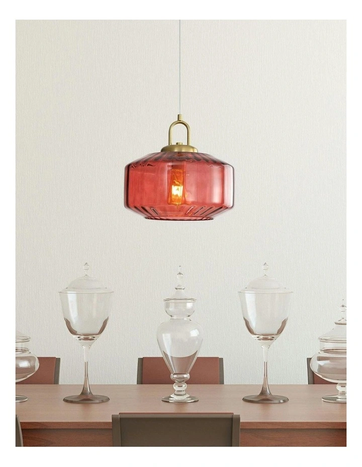 Clarise Geometric Glass Pendant Light in Rose image 3