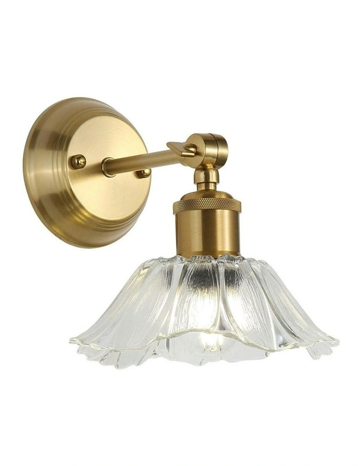 Satin Brass Fleur Vintage Cut Glass Wall Light in Clear image 1