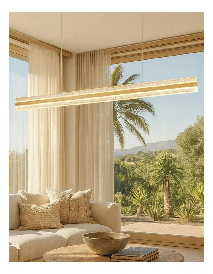 Apex Inbuilt LED CCT Linear Pendant Light in Gold image 4
