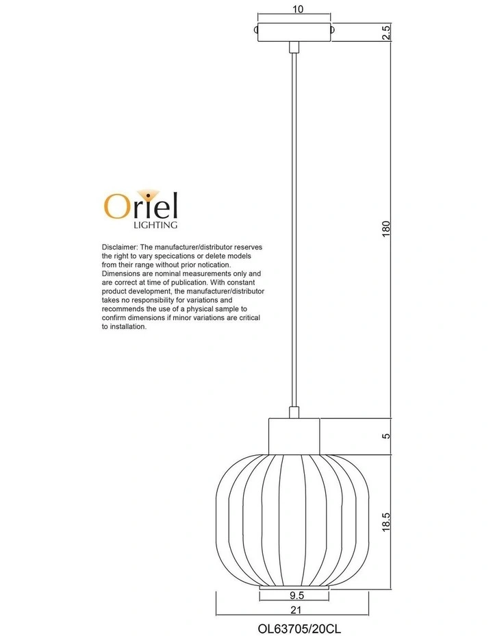 Miller Pendant Light 20cm in Clear image 3