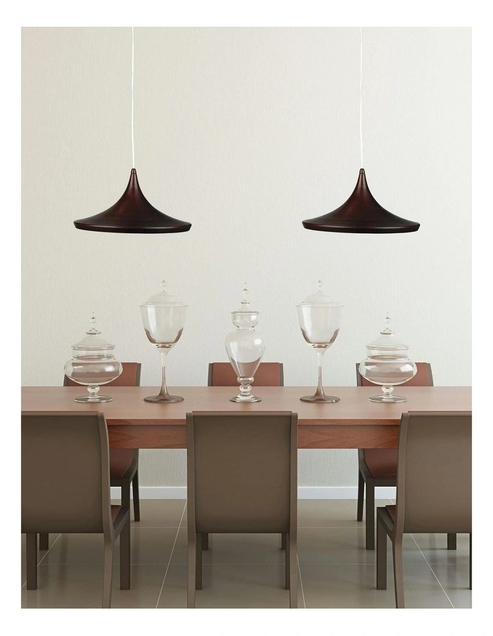 Chino 2 Beat Shade Wide Pendant Light in Bronze image 2