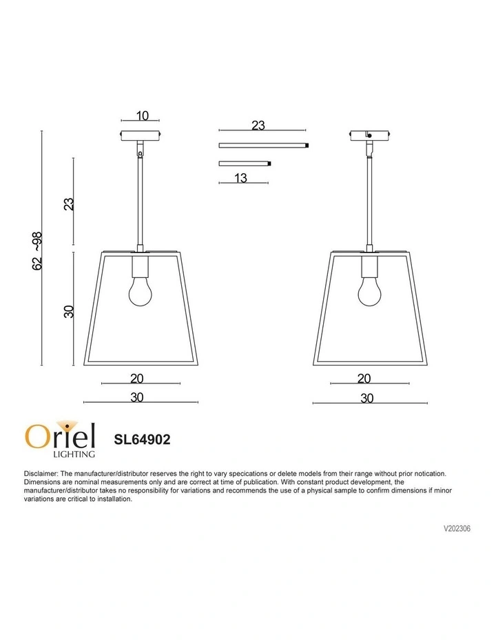 Eaton Single Pendant Light 30cm in White image 3