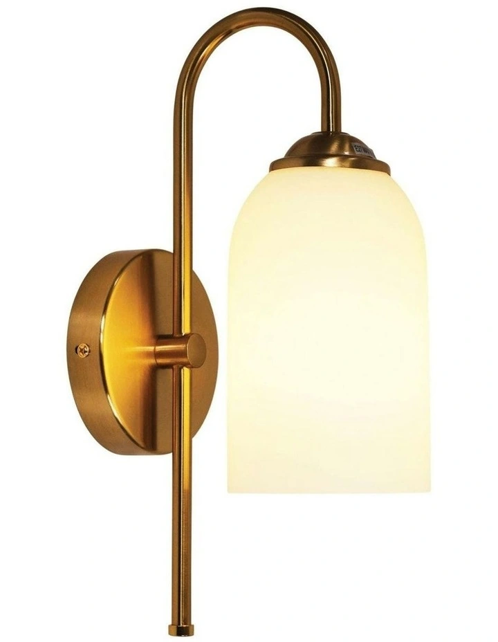 Arlington Glass Wall Light in Satin Brass image 1