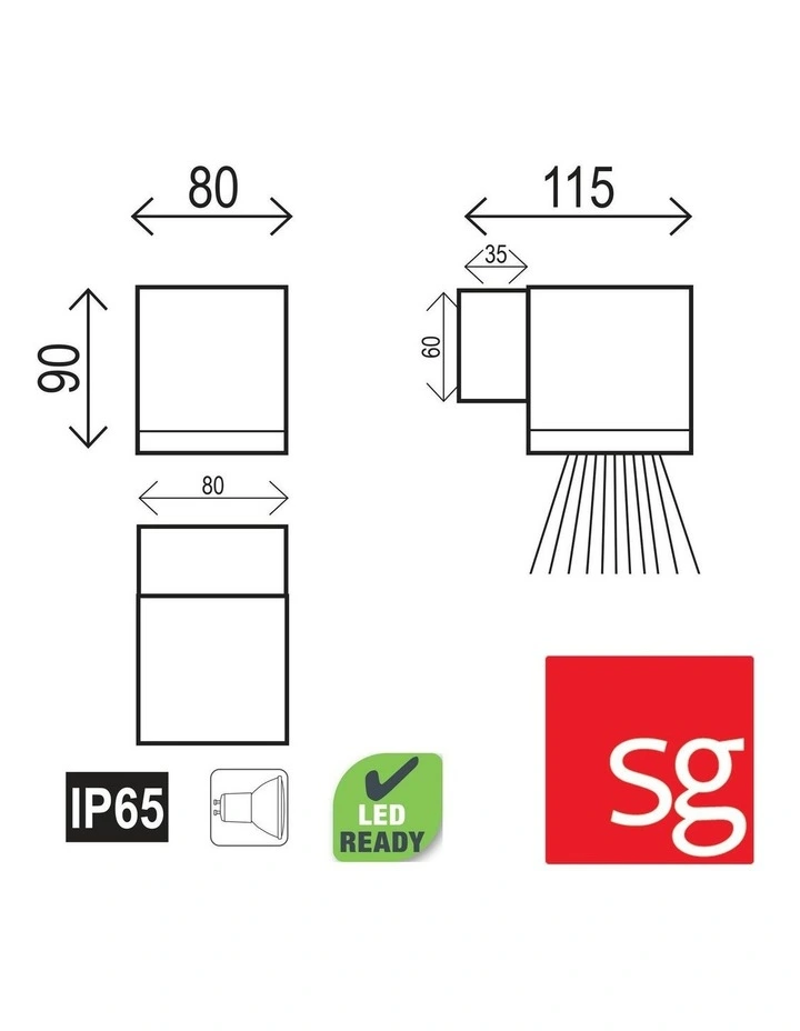 Kube Single Exterior Light in Black image 5