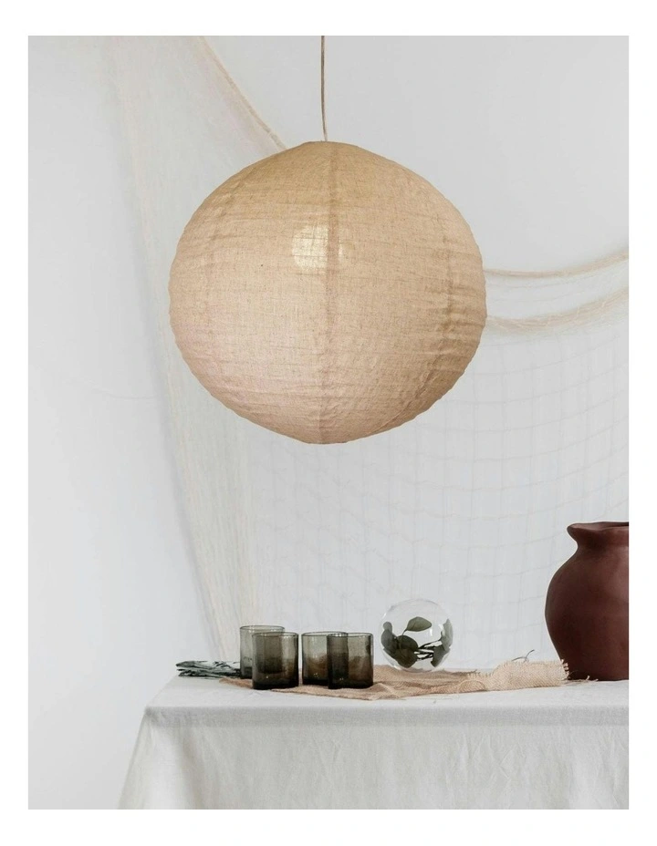 Kanto Round Flax Linen Shade Light 60cm in Cream image 2
