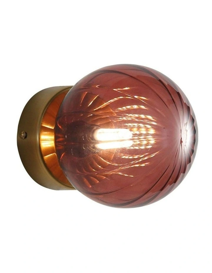 Juni G9 Ribbed Optic Glass Wall Light IP44 in Rose image 1