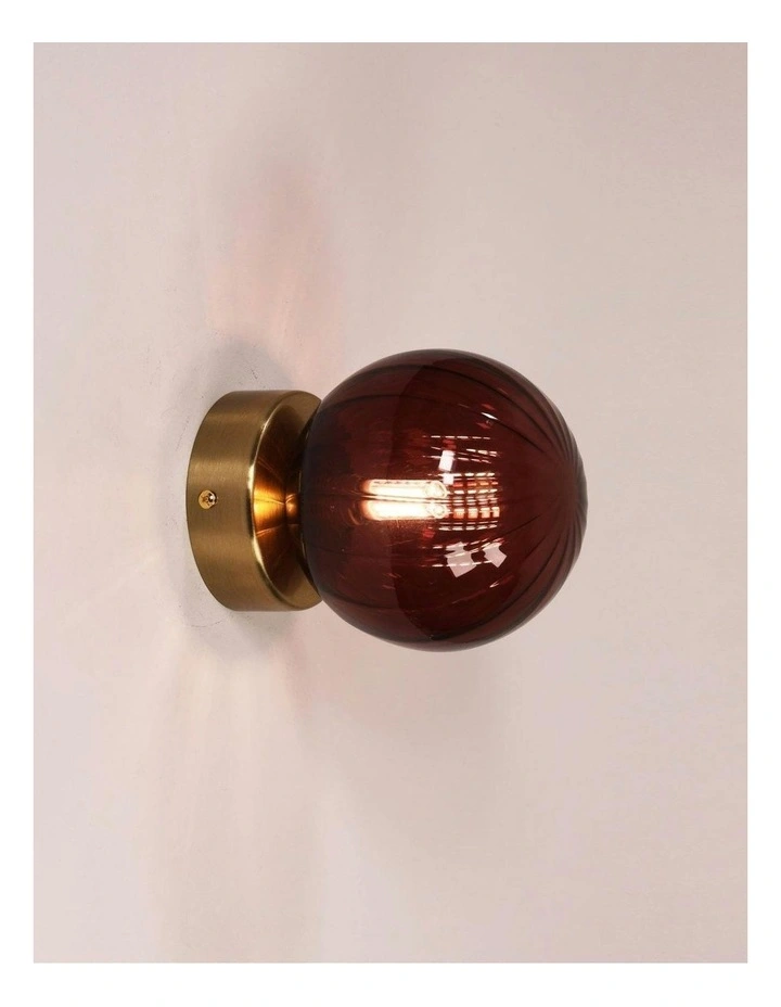 Juni G9 Ribbed Optic Glass Wall Light IP44 in Rose image 2