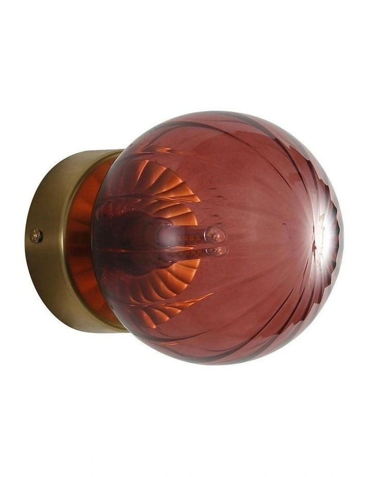 Juni G9 Ribbed Optic Glass Wall Light IP44 in Rose image 3