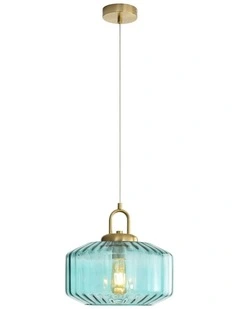Clarise Geometric Glass Pendant in Light Blue