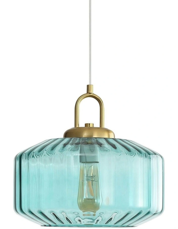 Clarise Geometric Glass Pendant in Light Blue image 2