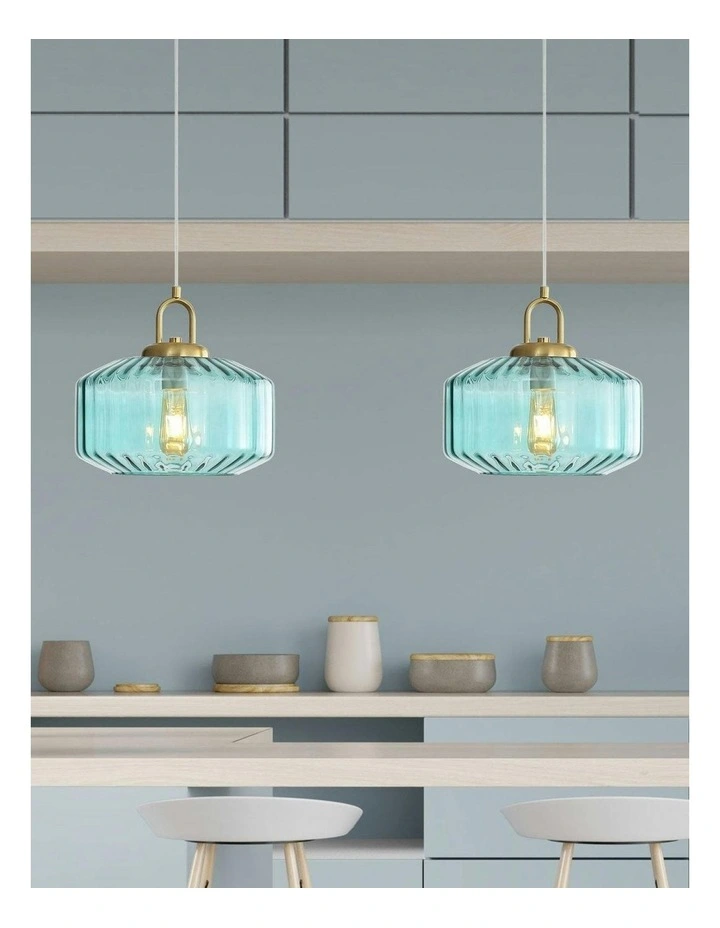 Clarise Geometric Glass Pendant in Light Blue image 3