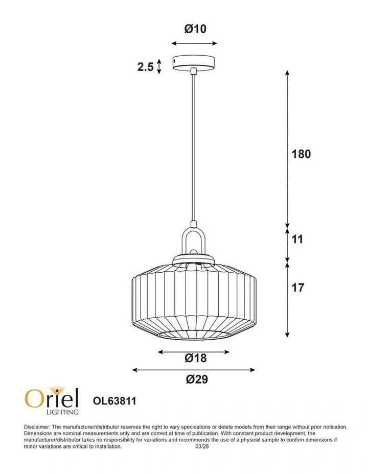 Clarise Geometric Glass Pendant in Light Blue image 5