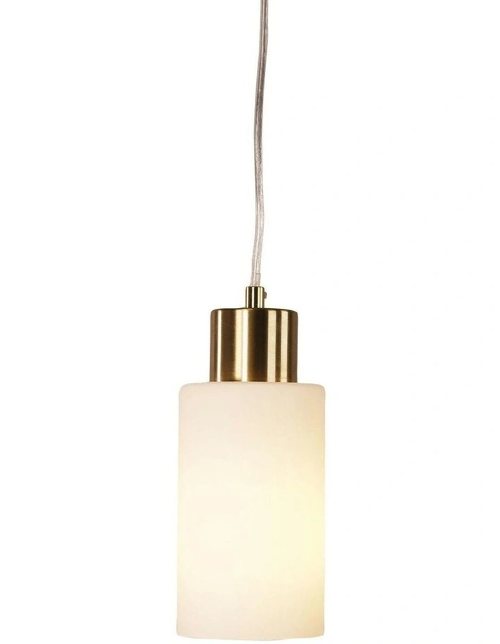 Lisa Cylindrical Pendant Light Satin Brass-Opal Glass image 2