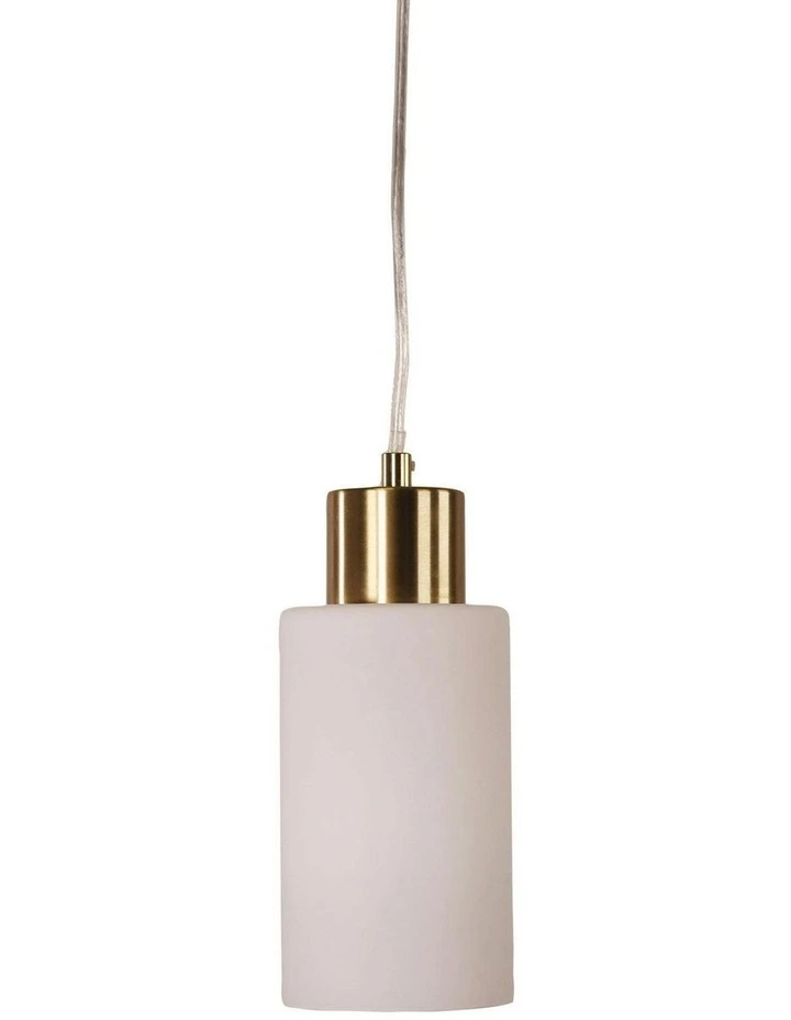 Lisa Cylindrical Pendant Light Satin Brass-Opal Glass image 3