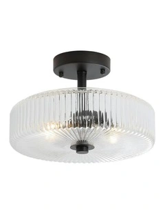 Worth Fluted Glass CTC Pendant Light in Black