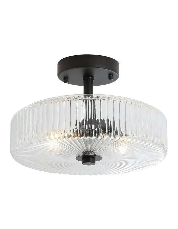 Worth Fluted Glass CTC Pendant Light in Black image 1