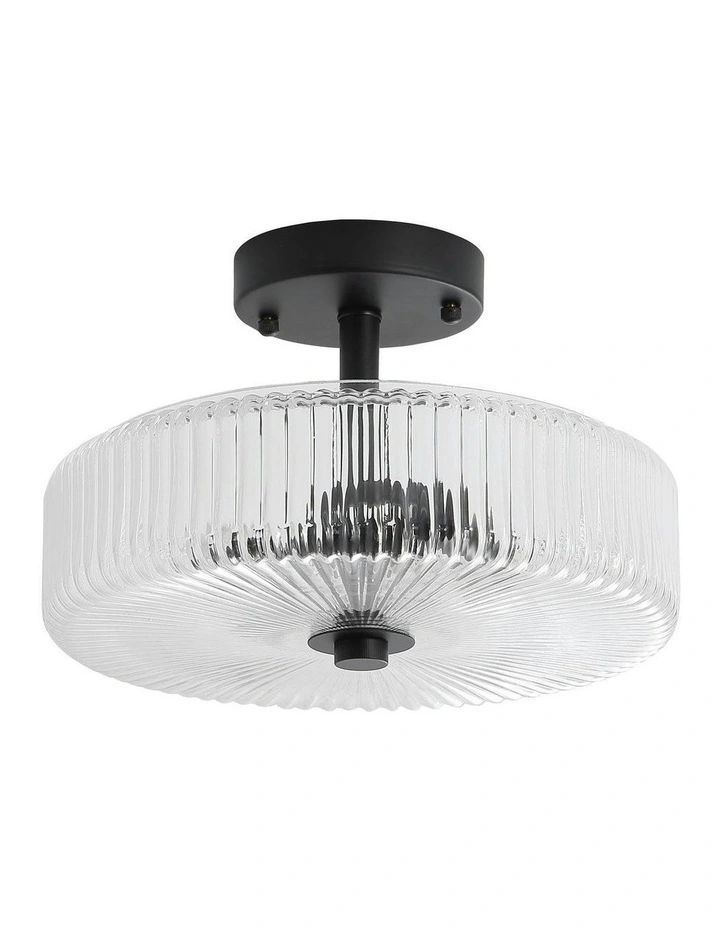Worth Fluted Glass CTC Pendant Light in Black image 2