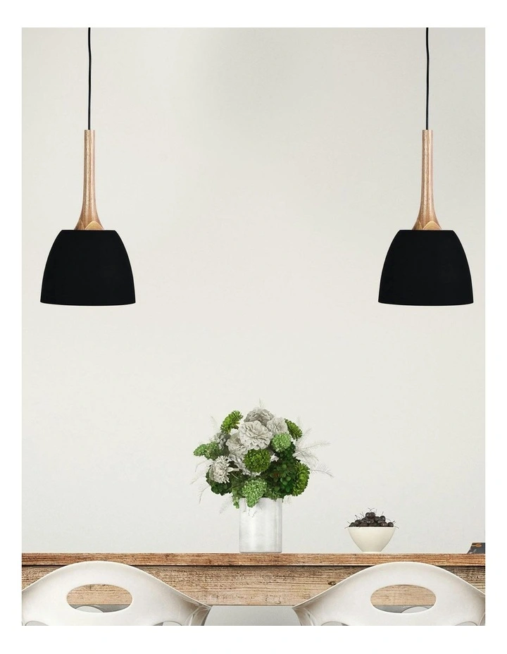 Malt Scandustrial Designed Pendant 22cm in Black image 2