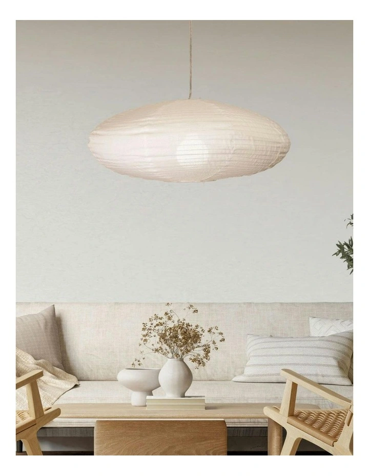 Kanto Oval Linen Shade 60cm in White image 2