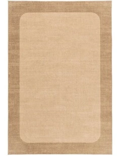 Ibiza Terracotta Washable Border Rug in Brown