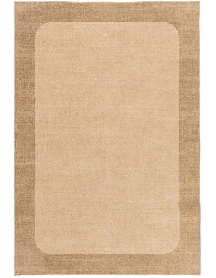 Ibiza Terracotta Washable Border Rug in Brown image 1