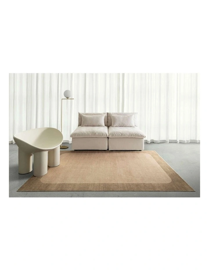 Ibiza Terracotta Washable Border Rug in Brown image 2