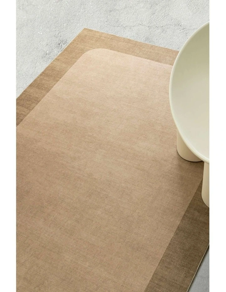Ibiza Terracotta Washable Border Rug in Brown image 3