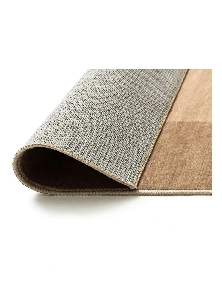 Ibiza Terracotta Washable Border Rug in Brown image 5