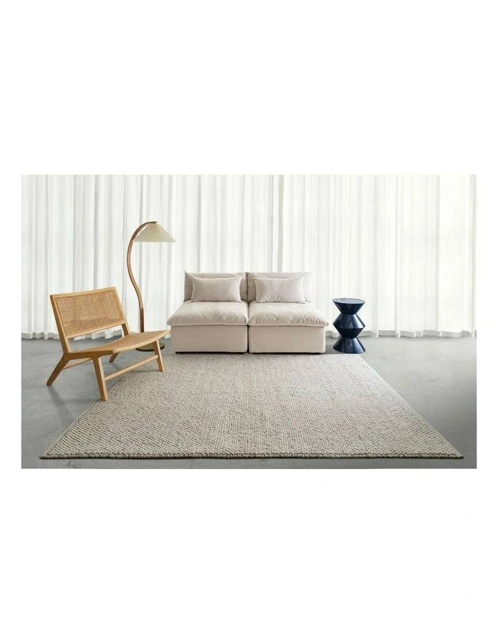 Fresno Ivory Pebble Loop Wool Rug in Cream image 2
