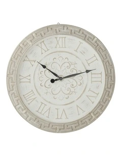 French Provincial Glass Fronted Clock 64*5.5cm in White