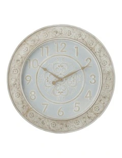 French Country Glass Fronted Clock 71*5cm in Blue/Grey
