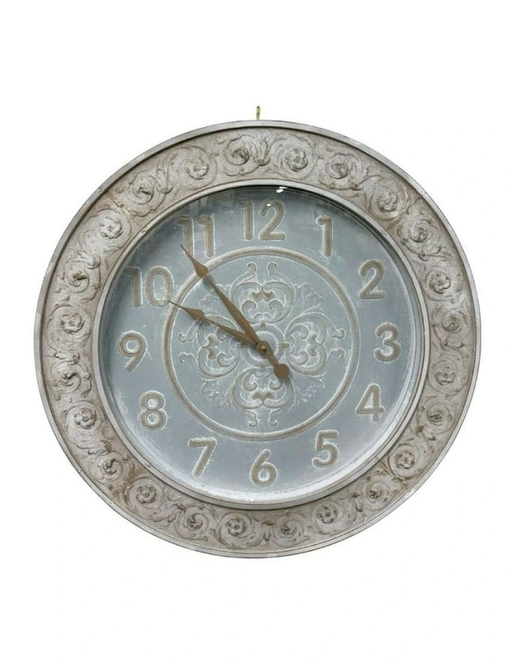 French Country Glass Fronted Clock 71*5cm in Blue/Grey image 2