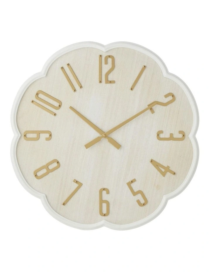 Wood Scalloped Clock  60*3.5*60 in Gold image 1
