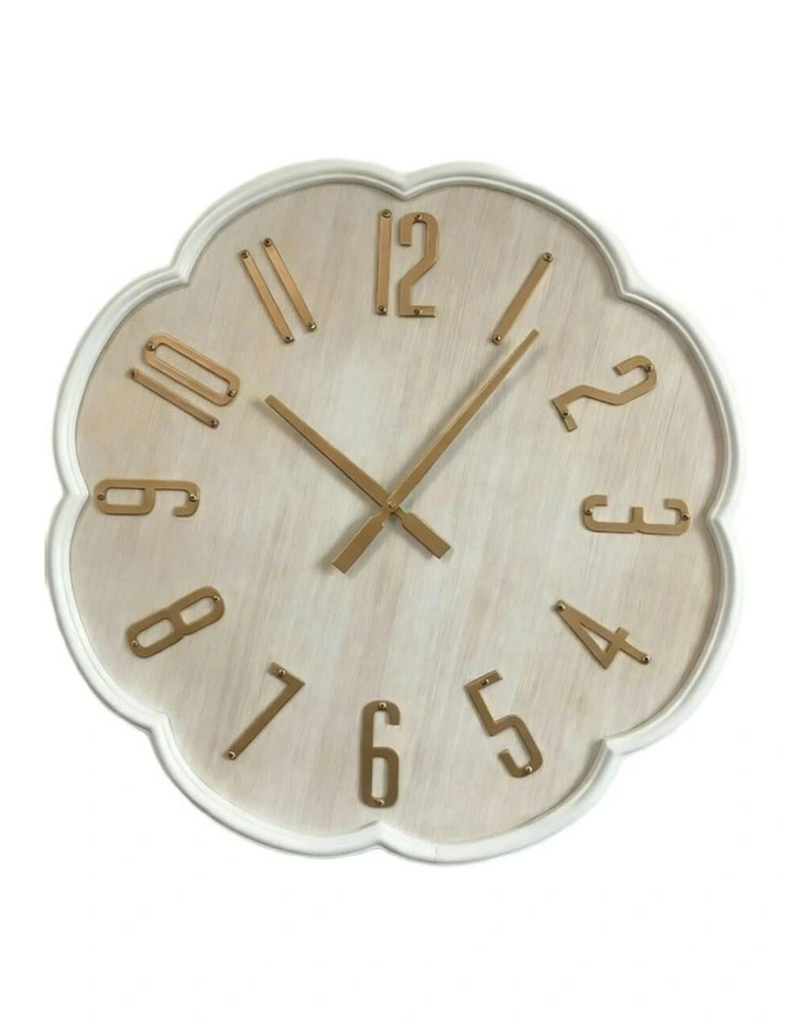 Wood Scalloped Clock  60*3.5*60 in Gold image 5