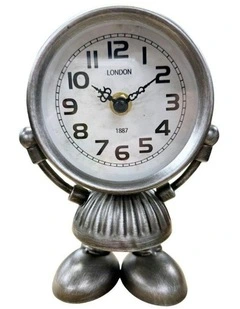 Robot Table Clock 13x7x17.5 in Silver