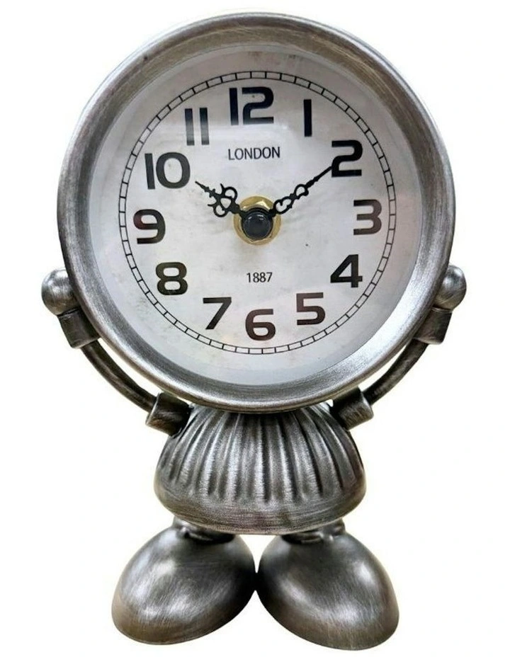 Robot Table Clock 13x7x17.5 in Silver image 1