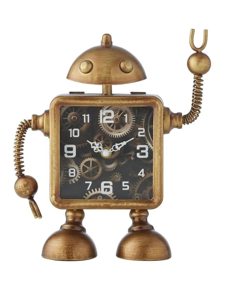 Robot Table Clock 25x7.5x28cm in Copper image 1