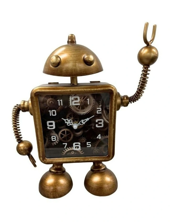 Robot Table Clock 25x7.5x28cm in Copper image 3