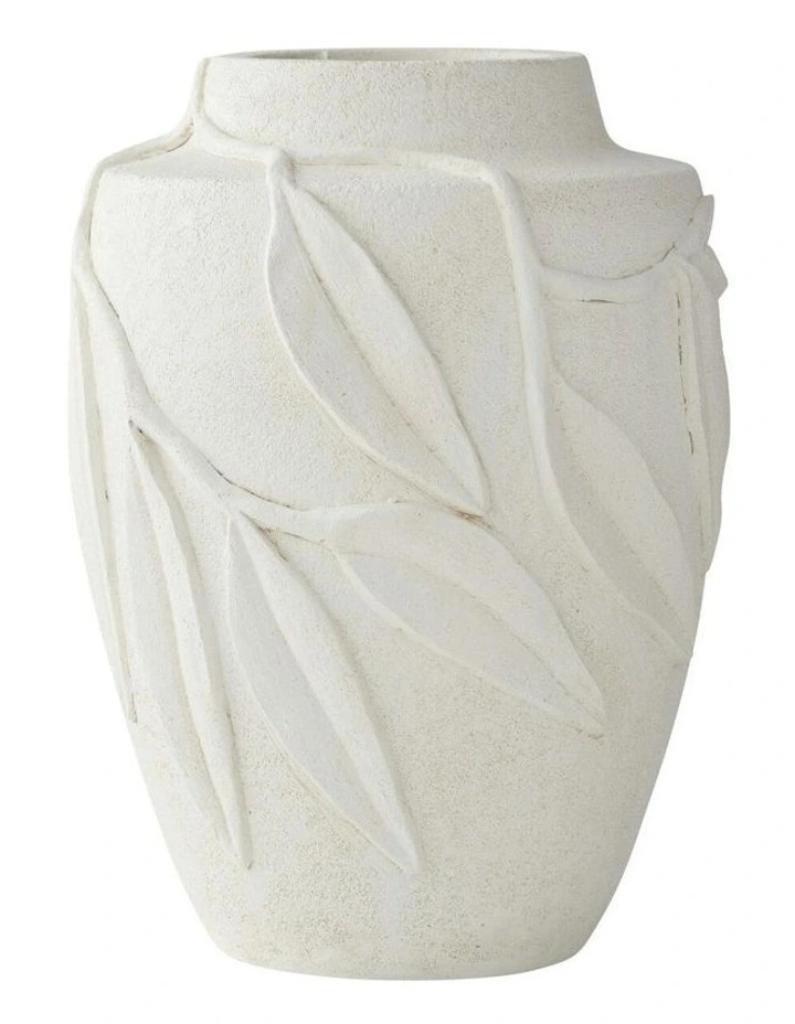 Gum Leaf Vase 24x24x32cm in White image 1