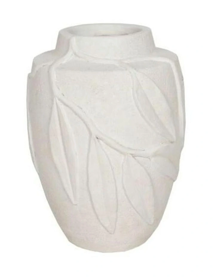 Gum Leaf Vase 24x24x32cm in White image 2